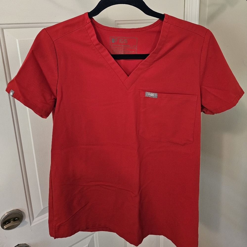 Figs Limited Edition Winning Red Catarina Scrub Top - XS